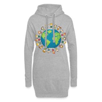 Viele Kinder Erde Planet Lustiges Geschenk - Hoodie-Kleid - Grau meliert - Vorne