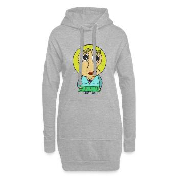 Rundkopf Frau Comicfigur blond Blondine Hübsch wtf - Hoodie-Kleid - Grau meliert - Vorne