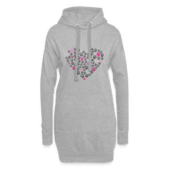 Hundepfoten Liebe Herz - Hoodie-Kleid - Grau meliert - Vorne