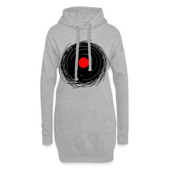 Disque Vinyle Techno Musique Rave Style DJing - Sweat-shirt à capuche long Femme - gris chiné - Devant