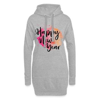 neu Frohes Neues Jahr - Hoodie-Kleid - Grau meliert - Vorne