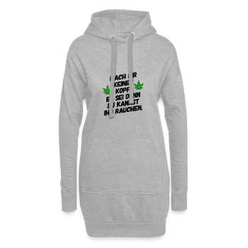 Cannabis Gras kiffen Weed Kiffer Geschenkidee - Hoodie-Kleid - Grau meliert - Vorne