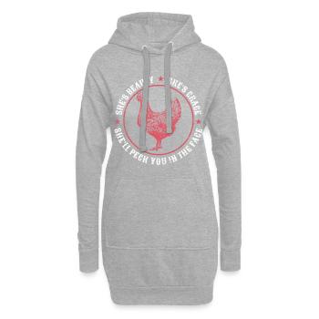 Poule, fermier - Sweat-shirt à capuche long Femme - gris chiné - Devant