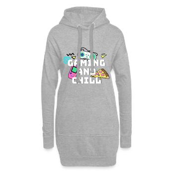 gaming and chill - Hoodie-Kleid - Grau meliert - Vorne