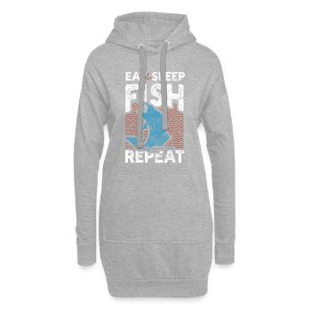 Fischen Angeln - Hoodie-Kleid - Grau meliert - Vorne