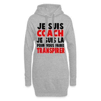 JE SUIS COACH - Sweat-shirt à capuche long Femme - gris chiné - Devant