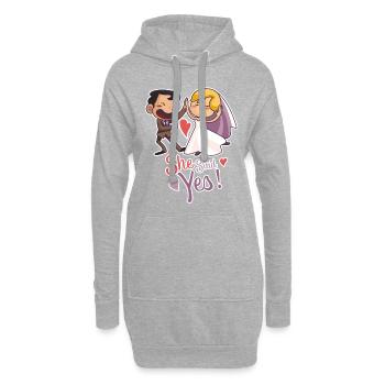 Elle a dit oui paire de comics - Sweat-shirt à capuche long Femme - gris chiné - Devant