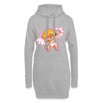 Amor dabbing valentin - Sweat-shirt à capuche long Femme - gris chiné - Devant