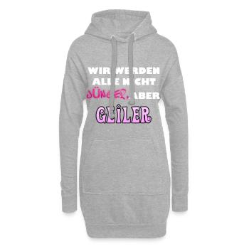 Wir werden alle nicht jünger aber geiler. - Hoodie-Kleid - Grau meliert - Vorne