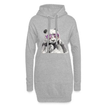 Panda cool Avec des lunettes de soleil - Sweat-shirt à capuche long Femme - gris chiné - Devant