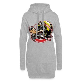 Chien motard - Sweat-shirt à capuche long Femme - gris chiné - Devant
