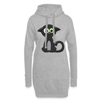 Chaton visage de chat - Sweat-shirt à capuche long Femme - gris chiné - Devant