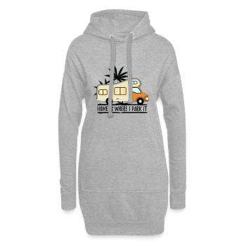 Wohnmobil Zuhause ist wo ich parke - Hoodie-Kleid - Grau meliert - Vorne