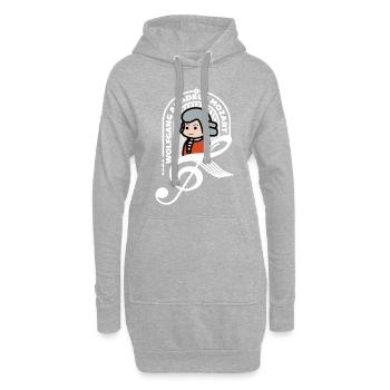 Mozart Doux Portrait Note Blanc Cadeau cool - Sweat-shirt à capuche long Femme - gris chiné - Devant