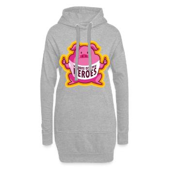 porc vegan - Sweat-shirt à capuche long Femme - gris chiné - Devant