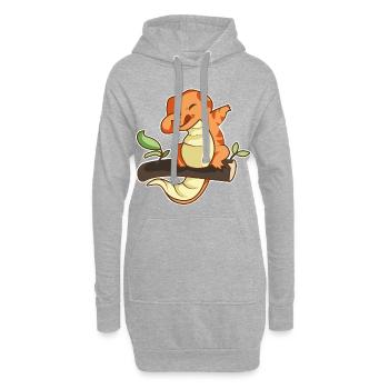 lézard - Sweat-shirt à capuche long Femme - gris chiné - Devant