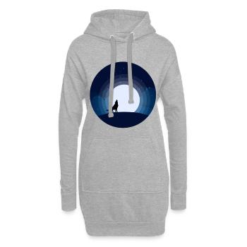 Mond Wolf Nachthimmel Berg heult heulen Vollmond - Hoodie-Kleid - Grau meliert - Vorne