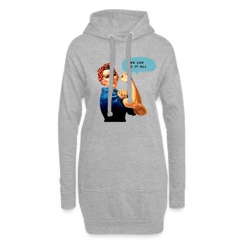Rosie "Wir können alles" - Hoodie-Kleid - Grau meliert - Vorne