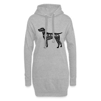 Deutsches Kurzhaar - Hoodie-Kleid - Grau meliert - Vorne