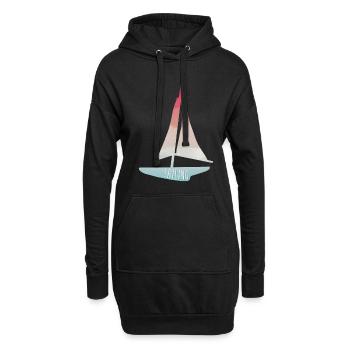bateau à voile - Sweat-shirt à capuche long Femme - noir - Devant