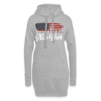 New York fière drapeau patriotisme cadeau cool - Sweat-shirt à capuche long Femme - gris chiné - Devant
