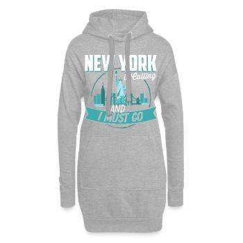 New York appelle et je dois partir Voyage Cooles - Sweat-shirt à capuche long Femme - gris chiné - Devant