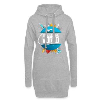 Weltreise Reise um die Welt Cooles Geschenk - Hoodie-Kleid - Grau meliert - Vorne