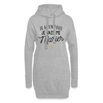 Je vais me marier - Sweat-shirt à capuche long Femme - gris chiné - Devant