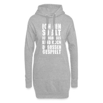 ich bin so alt ich habe als kind noch draussen ge - Hoodie-Kleid - Grau meliert - Vorne