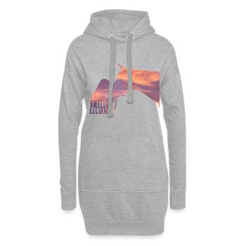 Pferde - Hoodie-Kleid - Grau meliert - Vorne