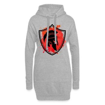 casque spartiate écusson spartiate - Sweat-shirt à capuche long Femme - gris chiné - Devant