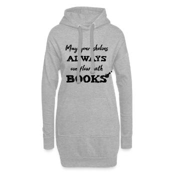 0040 Immer volle Bücherregale | Bücherstapel - Hoodie-Kleid - Grau meliert - Vorne