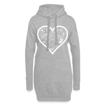 Herz für alle Tiere T-Shirt - Hoodie-Kleid - Grau meliert - Vorne