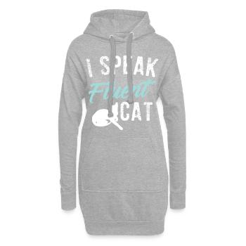 Je parle chat fluide Cadeau drôle - Sweat-shirt à capuche long Femme - gris chiné - Devant