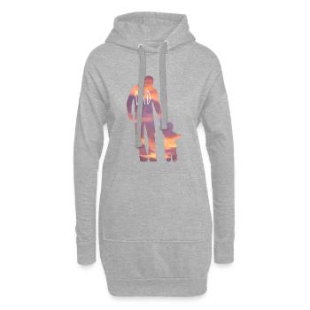 Père fille fils - Sweat-shirt à capuche long Femme - gris chiné - Devant