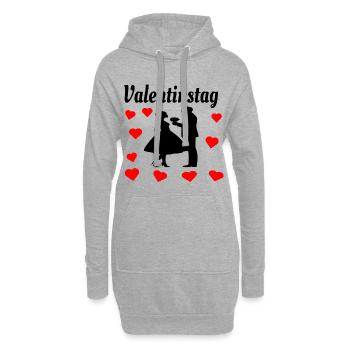 Idée cadeau Saint Valentin - Sweat-shirt à capuche long Femme - gris chiné - Devant