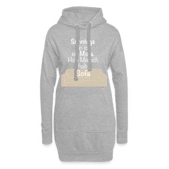 Sonntags bin ich ein Mofa halb Mensch halb Sofa - Hoodie-Kleid - Grau meliert - Vorne