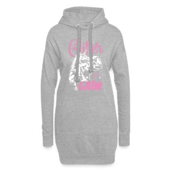 einhorn fitness glitzer muskeln - Hoodie-Kleid - Grau meliert - Vorne