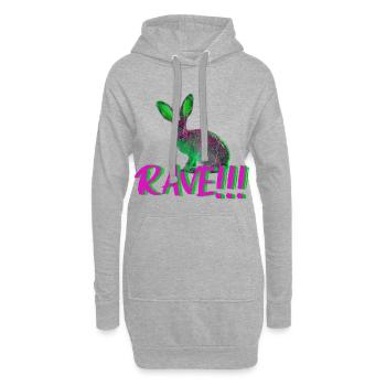 goa rave techno musik hase tier neon farben - Hoodie-Kleid - Grau meliert - Vorne