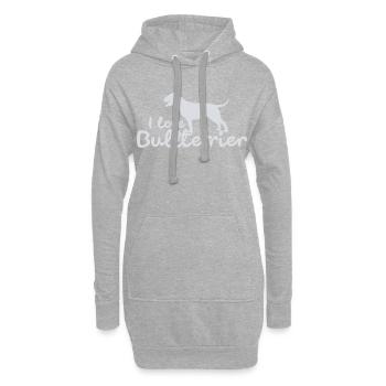 Bull Terrier "J'aime Bull Terrier" - Sweat-shirt à capuche long Femme - gris chiné - Devant