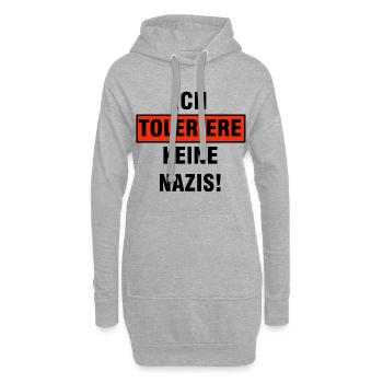 Antifa contre les nazis Xénophobie Racisme Cadeau - Sweat-shirt à capuche long Femme - gris chiné - Devant