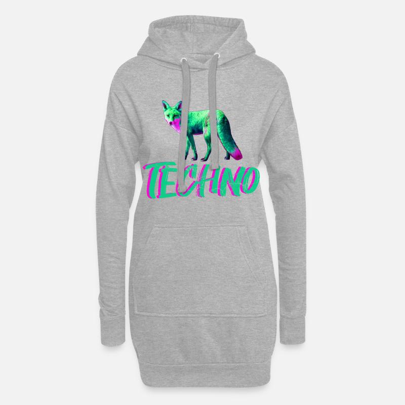 techno - Hoodie-Kleid - Grau meliert