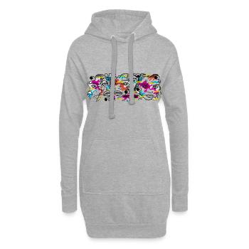 Graffiti, Streetart, Kunst, Gesichter - Hoodie-Kleid - Grau meliert - Vorne