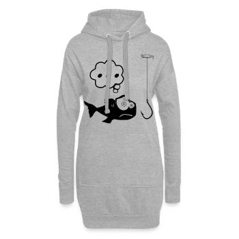 Fisch Angeln - Hoodie-Kleid - Grau meliert - Vorne