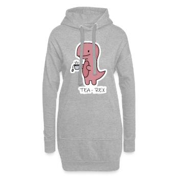 Tea-Rex (T-Rex) - Sweat-shirt à capuche long Femme - gris chiné - Devant