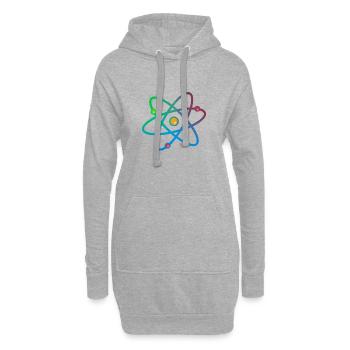 Atome multicolore neutron électron - Sweat-shirt à capuche long Femme - gris chiné - Devant