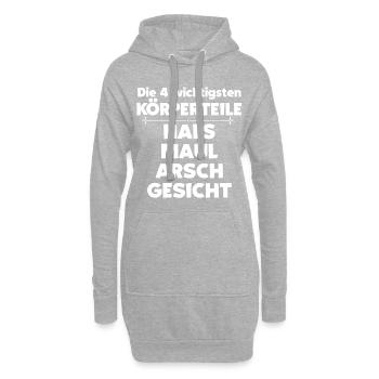 Hals Maul Arsch Gesicht - Hoodie-Kleid - Grau meliert - Vorne