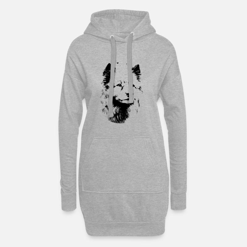 Race de chien Wolfsspitz - Sweat-shirt à capuche long Femme - gris chiné