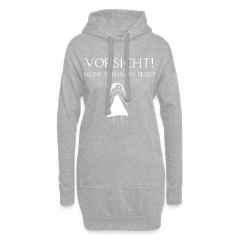 Attention! ! Ma copine mord - Sweat-shirt à capuche long Femme - gris chiné - Devant