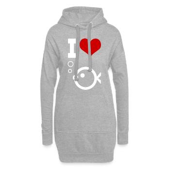 Ich liebe Fische - Hoodie-Kleid - Grau meliert - Vorne